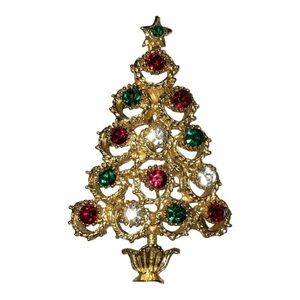 Vintage Rhinestone Christmas Tree Pin